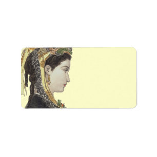 Elegante viktorianische Dame im Adressaufkleber
