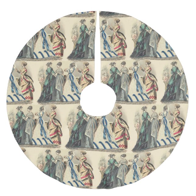 Elegante viktorianische Damen Polyester Weihnachtsbaumdecke (Vorderseite)