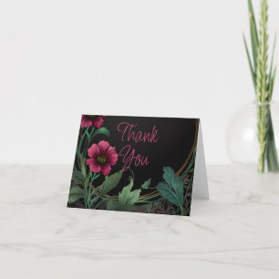 Elegante viktorianische, dunkelgrüne Rosa-Blüte Dankeskarte