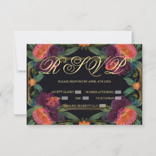 Elegante Viktorianische, dunkelrosa Magenta RSVP Karte