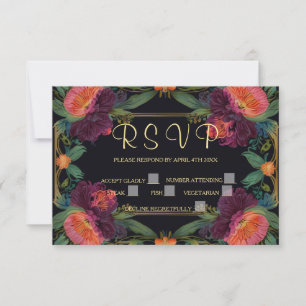Elegante Viktorianische, dunkelrosa Magenta RSVP Karte