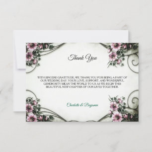 Elegante viktorianische florale Hochzeit Danke Kar Einladung