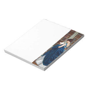 Elegante viktorianische Frau beim Lesen in der Bib Notizblock