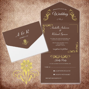 Elegante Viktorianische Hochzeit All In One Einladung