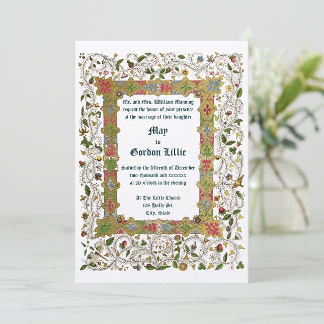 Elegante Viktorianische Hochzeit im Mittelalter 18 Einladung (Stehend Vorderseite)