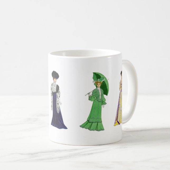Elegante viktorianische Mode-Kleider Kaffeetasse (VorderseiteRechts)