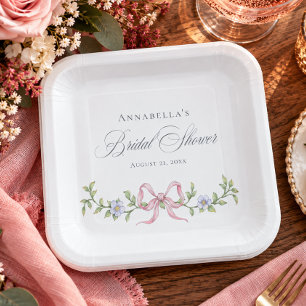 Elegante viktorianische Pastell-Blumen-Schleifen-B Pappteller