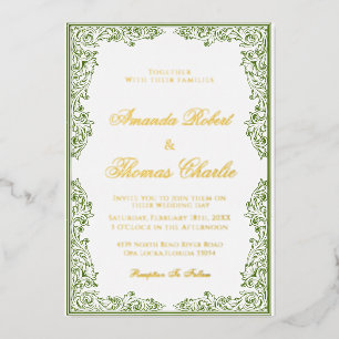 Elegante viktorianische Rahmenhochzeit Folieneinladung
