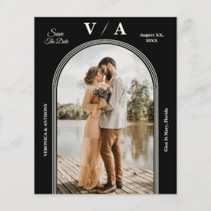 Elegante viktorianische schwarze Hochzeit - Termin Flyer