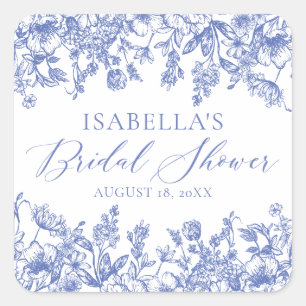 Elegante viktorianische Something Blue Bridal Show Quadratischer Aufkleber