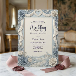 Elegante viktorianische staubblaue falsche geprägt einladung