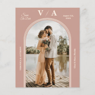 Elegante viktorianische Staubrosa Hochzeit Save Th Flyer