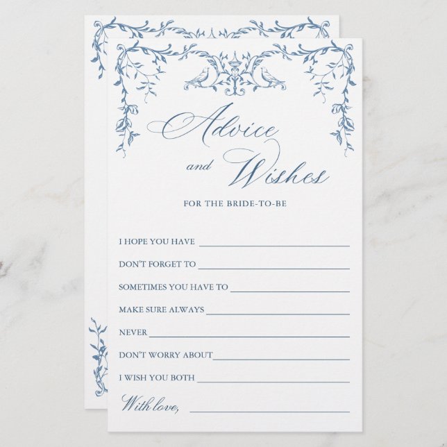 Elegante Viktorianische Verzierte Blueswünsche & A (Vorne/Hinten)