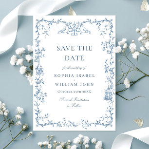 Elegante viktorianische verzierte florale staubbla save the date