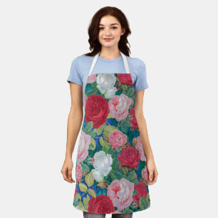 Elegante Viktorianische Wasserfarben Rot und Rosa  Schürze