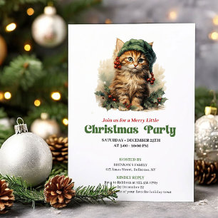 Elegante viktorianische Weihnachtskatzen-Party-Ein Einladung
