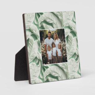 Elegante viktorianische weiße grüne botanische Fot Fotoplatte