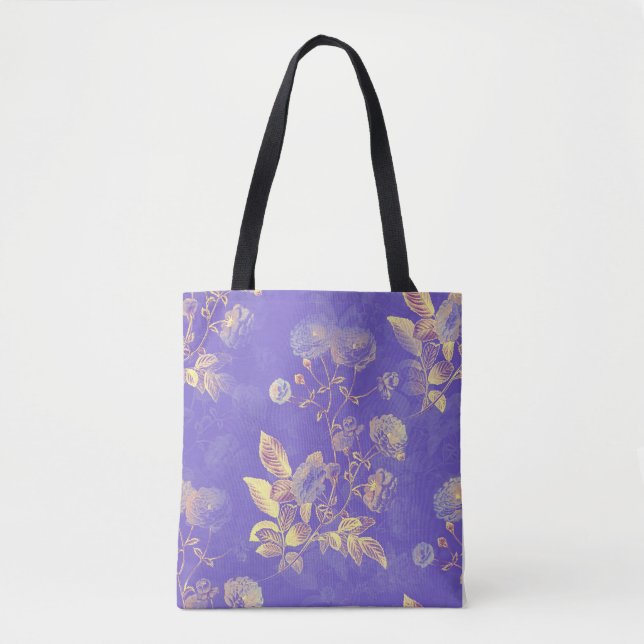 Elegante Vintag Blue Gold Floral Illustration (Vorderseite)