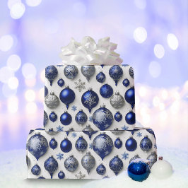 Elegante Vintag Blue Silver Weihnachtsschmuck Geschenkpapier