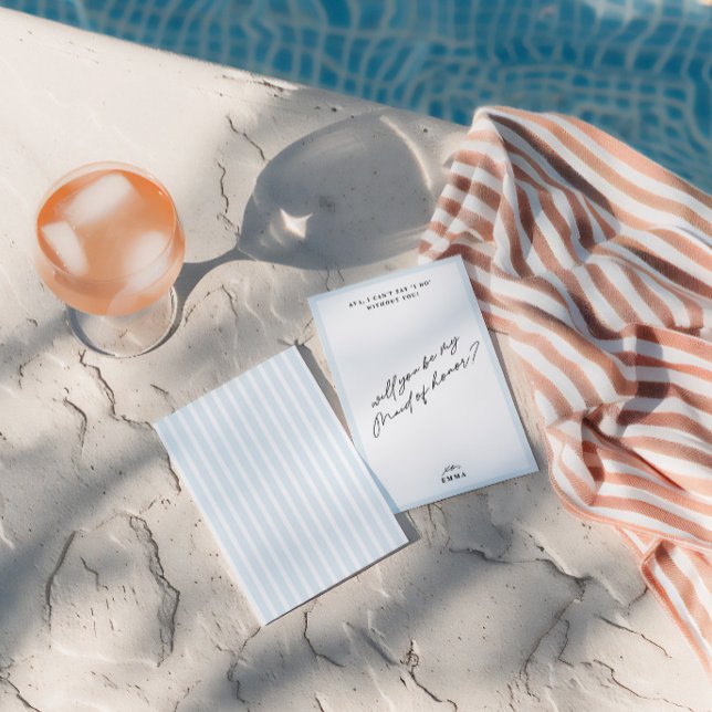 Elegante Vintag Blue Trauzeugin Vorschlagskarte Einladung (Elegant Vintage Blue Maid of Honor Proposal Card)