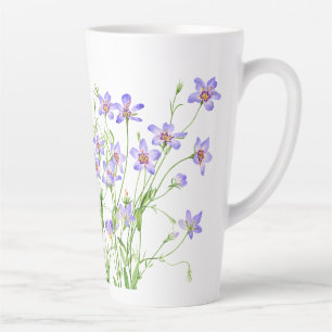 Elegante Vintag Blue Wildblumen Große Latte Tasse