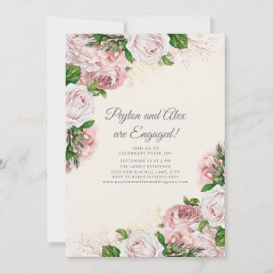 Elegante Vintag Blush Pink Floral Engagement Party Einladung