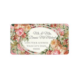 Elegante Vintag Blush Rose Rücksendeadresse Adressaufkleber