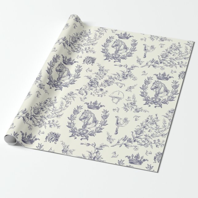 Elegante Vintag Chic Dusty Blue Reitsträhne Geschenkpapier (Ungerollt)