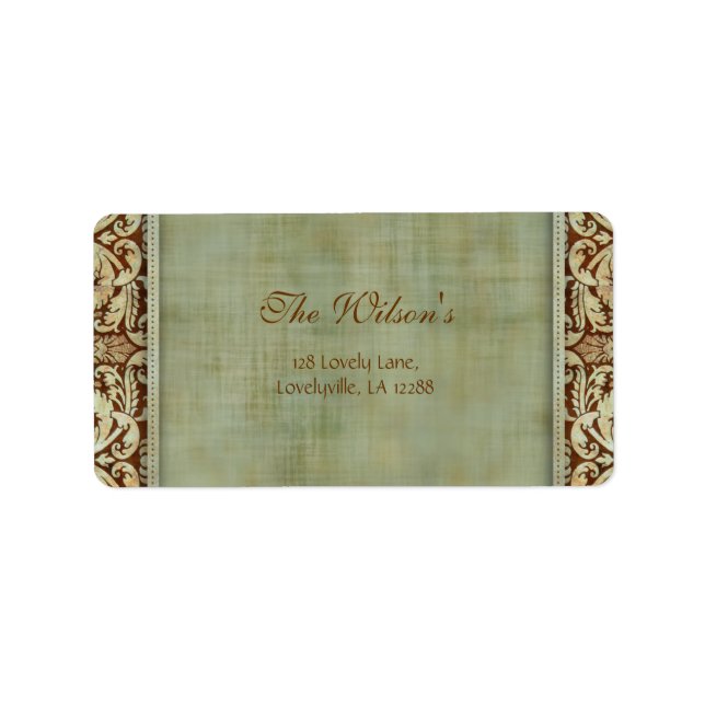 Elegante Vintag Damask Wedding Label Adresse 2 Adressaufkleber (Vorne)