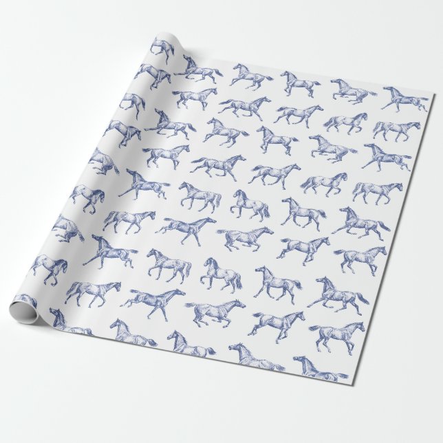 Elegante Vintag Galloping Horses Geschenkpapier (Ungerollt)