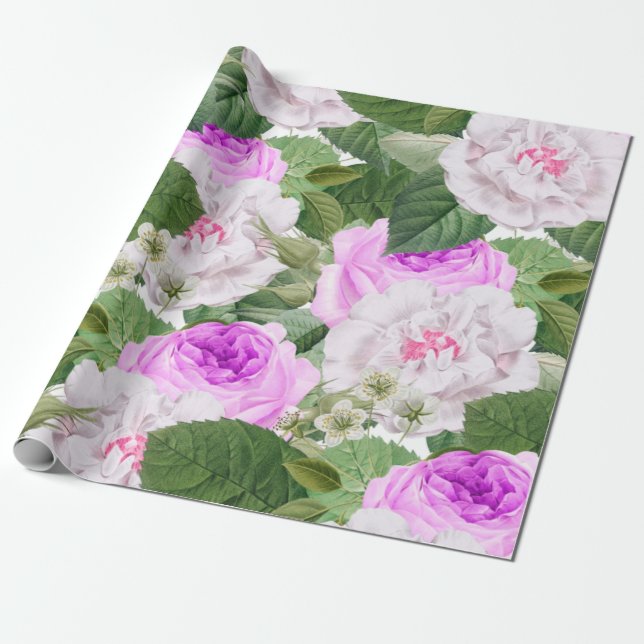 Elegante Vintag Garden Rose  Geschenkpapier (Ungerollt)