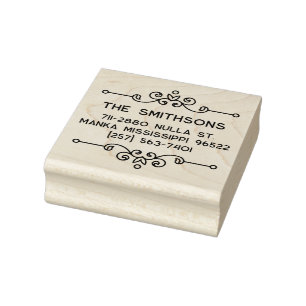 Elegante Vintag Geblüht Personalisierte Namensadre Gummistempel