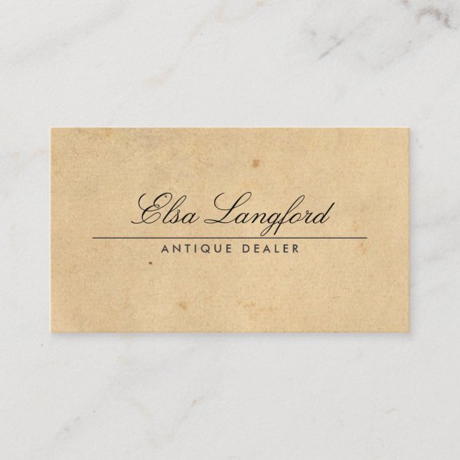 ELEGANTE VINTAG PAPIER-Visitenkarte Visitenkarte (Vorderseite)