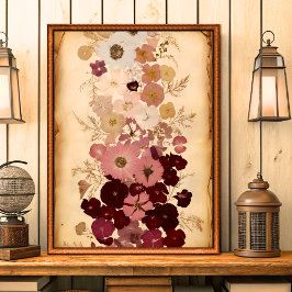 Elegante Vintag Pressed Blume Ombre wall Art Poster