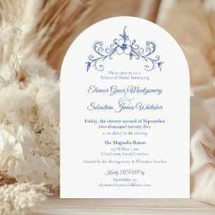 Elegante Vintag Romance Blue Wedding Probe Einladung