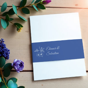 Elegante Vintag Romance Dusty Blue Floral Wedding Einladungsbanderole