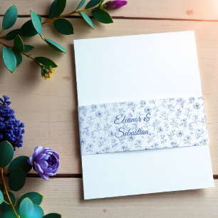Elegante Vintag Romance Dusty Blue Floral Wedding Einladungsbanderole