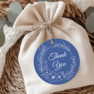 Elegante Vintag Romance Dusty Blue Floral Wedding Geschenkanhänger