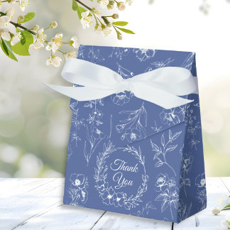 Elegante Vintag Romance Dusty Blue Floral Wedding Geschenkschachtel