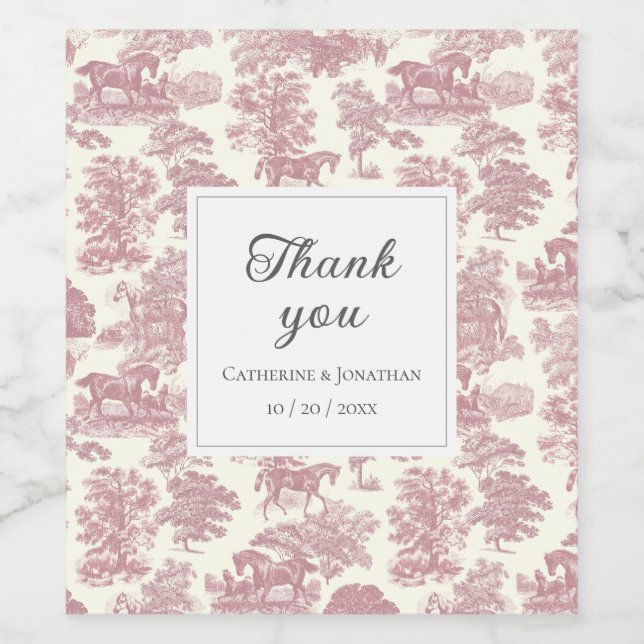 Elegante Vintag-schicke Rosa-Pferdeausstellung Weinetikett (Einzelnes Label)