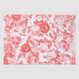 Elegante Vintag Toile Chic Coral Pink Roses Seidenpapier