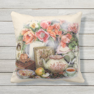 Elegante Vintage Antik viktorianische Teestube Dek Kissen