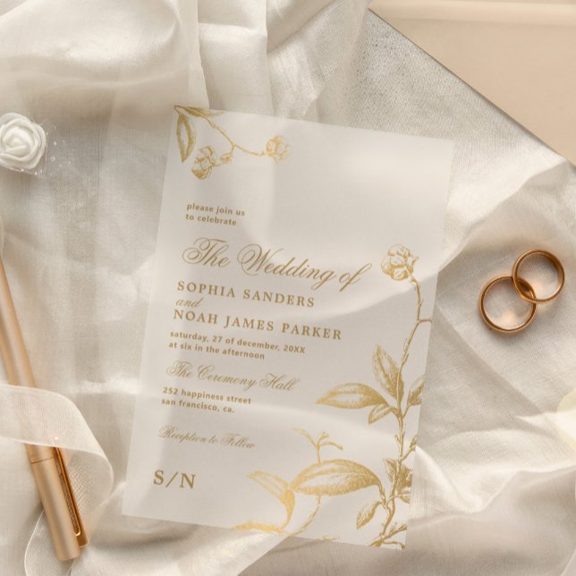 Elegante Vintage antike goldene Hochzeit Acryleinladungen (Von Creator hochgeladen)