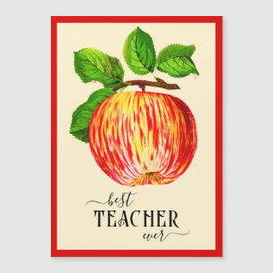 Elegante Vintage Apple Best Teacher Magnetkarte