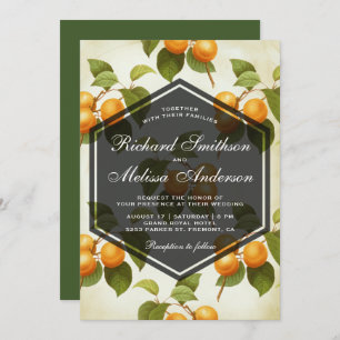 Elegante Vintage Apricot-Hochzeit Einladung