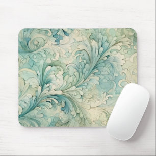 Elegante Vintage Aquamarine Creme Swirl Mousepad
