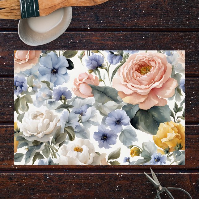 Elegante Vintage Aquarellbäume und Rose Seidenpapier (Von Creator hochgeladen)
