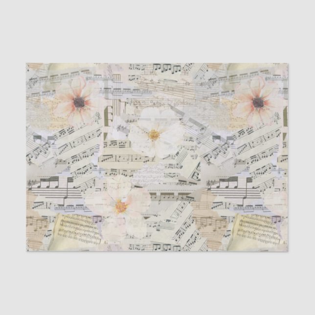 Elegante Vintage Aquarellmusik Seidenpapier (Vorderseite)