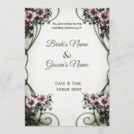 Elegante Vintage-Art-Nouveau-Floral-Hochzeits-Einl Einladung