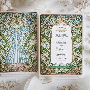 Elegante Vintage Art Nouveau Florale Hochzeit Einladung
